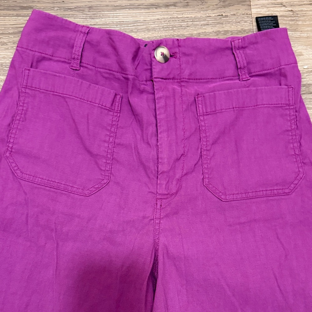 Anthropologie Maeve The Colette Pant Linen Wide Leg Trouser Purple Ankle Sz: 31 - Picture 7 of 10